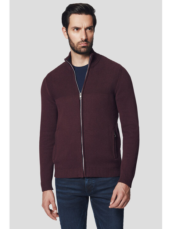 Lancerto Lancerto Sweter Craig SW073224000093 Bordowy Regular Fit