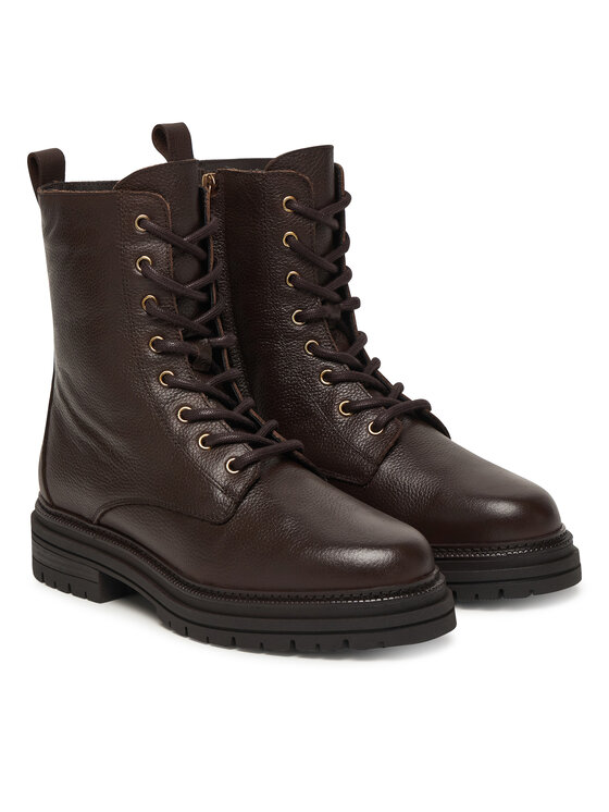 Tommy Hilfiger Tommy Hilfiger Turistická obuv Th Plaque Pebble Lace Boot Warm FW0FW08767 Hnědá