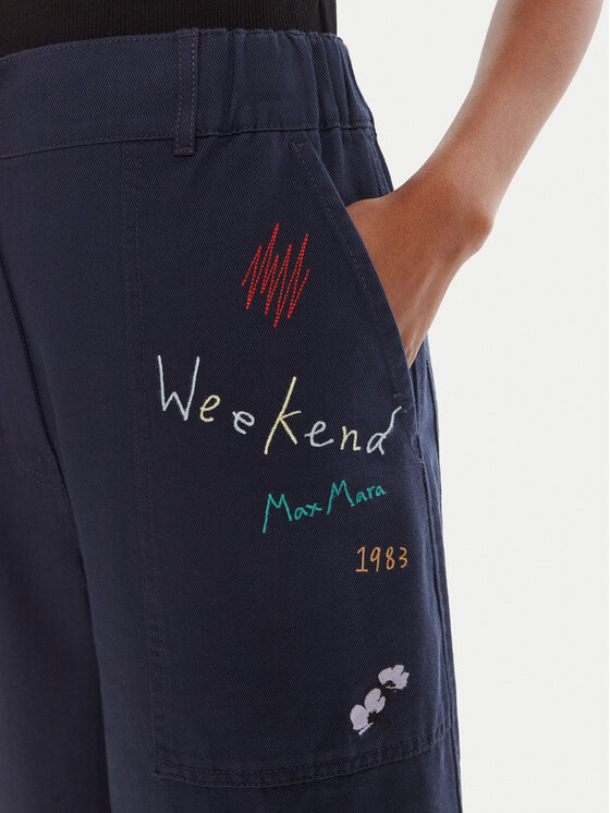 Weekend Max Mara Weekend Max Mara Traperice Lotus 2525136011 Tamnoplava Wide Leg