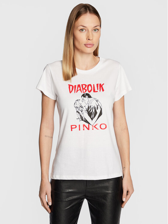 Pinko T-krekls DIABOLIK Fabiana 1L1098 Y5SN Balts Regular Fit