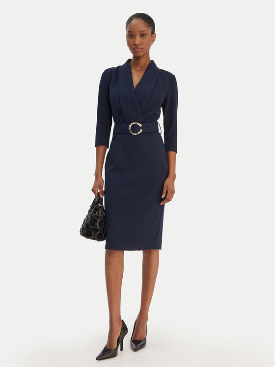 Rinascimento Rinascimento Kokteiļkleita CFC0126777003 Tumši zils Slim Fit