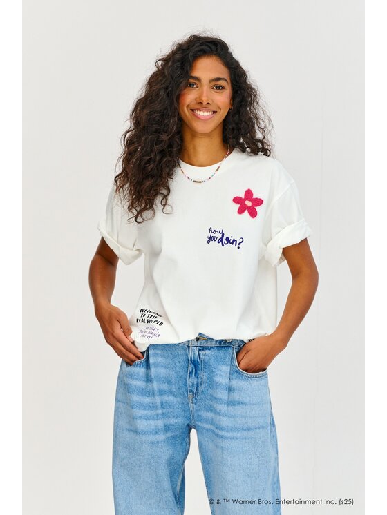 NAOKO NAOKO T-Shirt How You Doin'? Biały Regular Fit