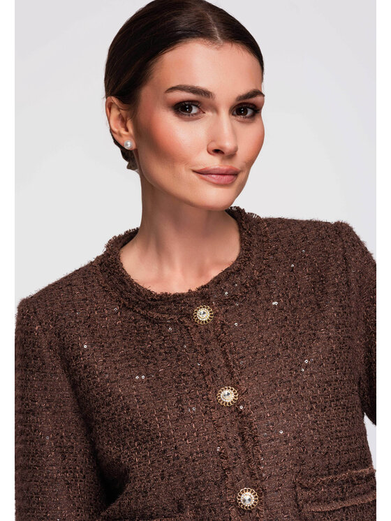 Ombre Ombre Marynarka OW-BLZB-0105 Brązowy Regular Fit