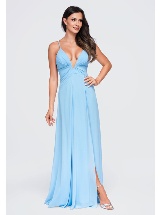 Ombre Ombre Sukienka wieczorowa LA-OM-DLR357 Niebieski Slim Fit