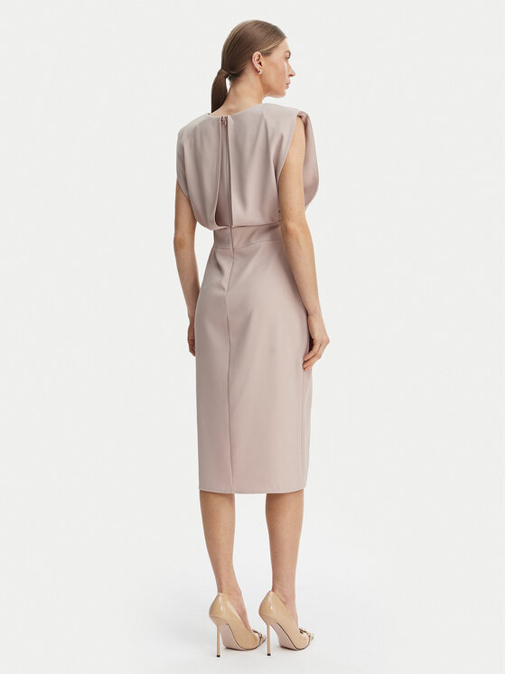 Rinascimento Rinascimento Koktejlové šaty CFC0127570003 Béžová Slim Fit