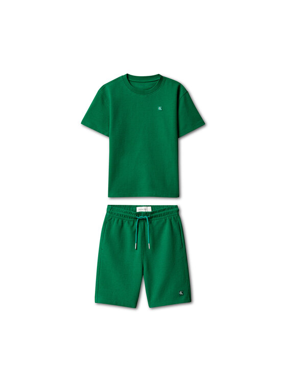 Calvin Klein Jeans Calvin Klein Jeans Set tricou și pantaloni scurți Ottoman LVCKSJI19B Verde Regular Fit