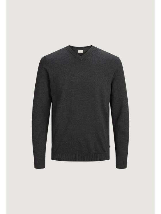 Jack & Jones Jack & Jones Πουλόβερ JJEBASIC KNIT V-NECK NOOS Γκρι Basic Fit
