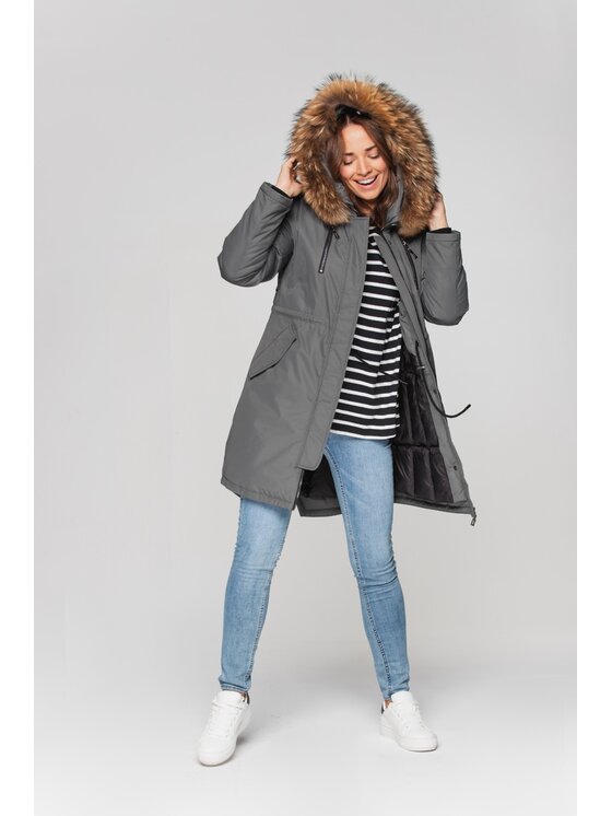 Perso Perso Zimní bunda BLH211046F Khaki Regular Fit