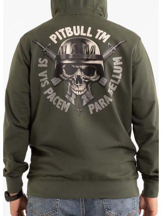PITBULL PITBULL Bluza Bluza rozpinana z kapturem PARA BELLUM L Zielony Regular Fit