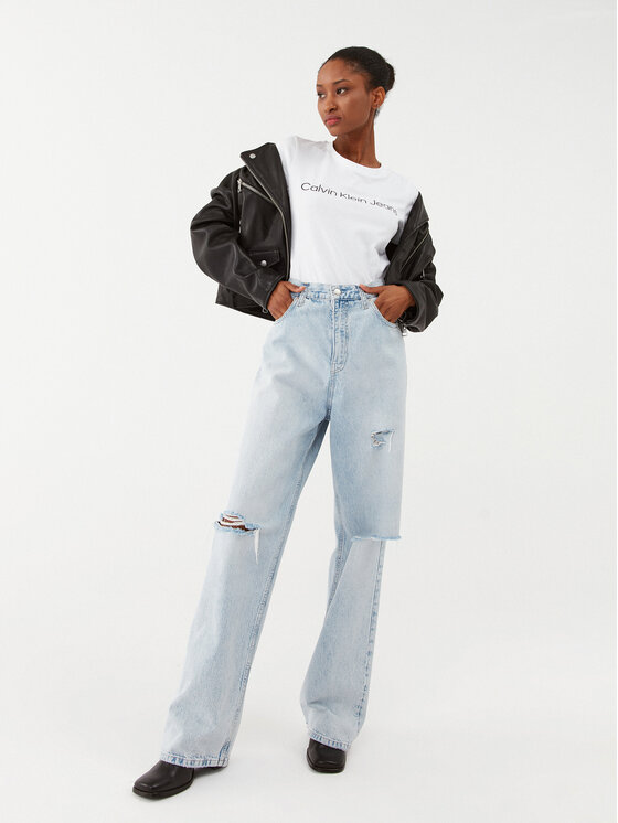 Calvin Klein Jeans Calvin Klein Jeans Majica J20J220253 Bela Slim Fit