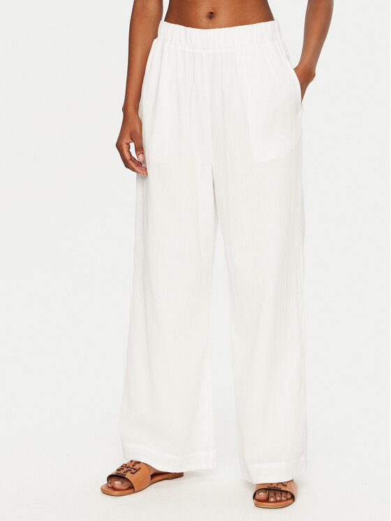 Seafolly Seafolly Pantaloni din material Crinkle 55430-PA Alb Regular Fit