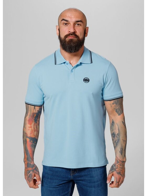 PITBULL PITBULL Polo Koszulka Niebieski jasny Regular Fit