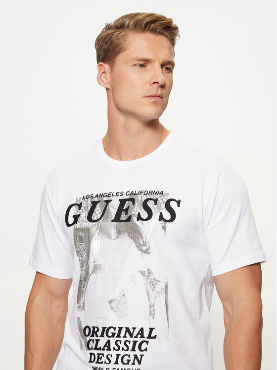 Guess Guess Тишърт M4BI47 J1314 Бял Slim Fit