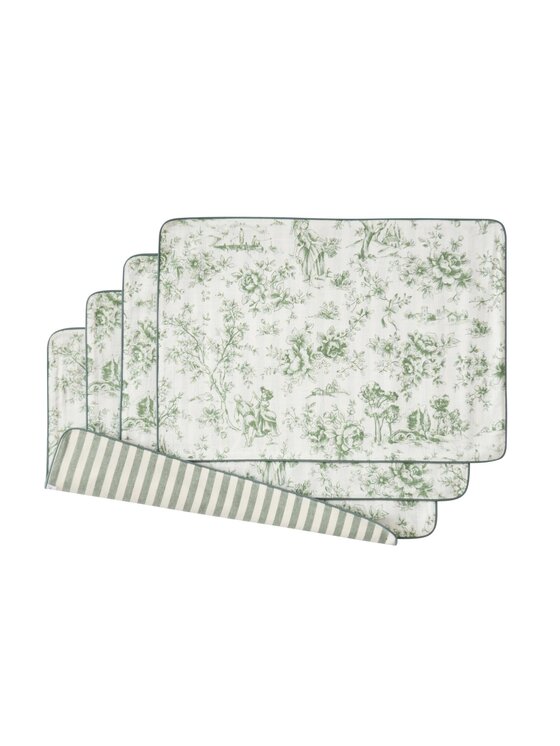 Roseberry Home Roseberry Home Podkładka na stół dwustronna Toile de Jouy Green & Stripes Zielony