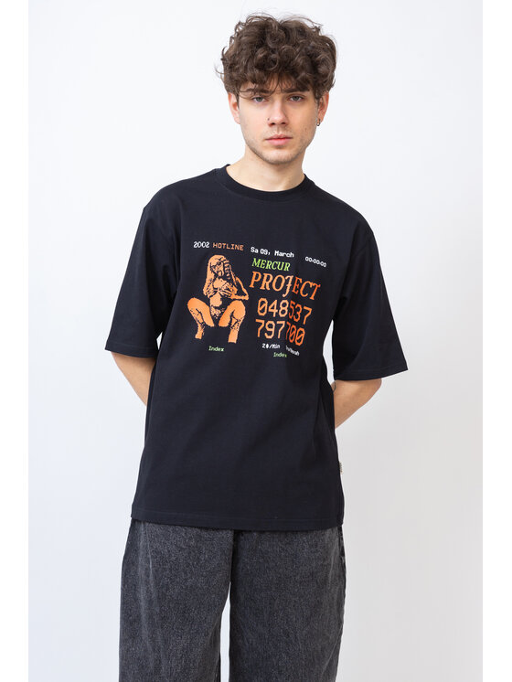 Mercur Mercur T-Shirt Hotline Czarny Comfortable Fit