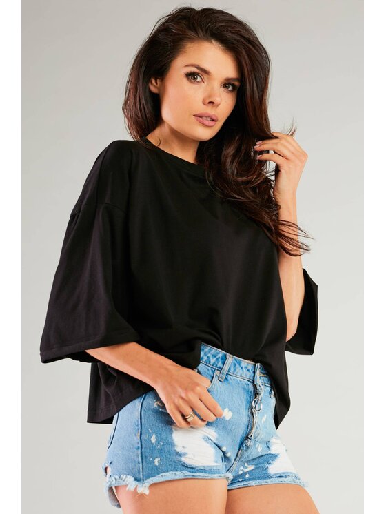 Infinite You Infinite You Bluzka M265 Czarny Basic Fit