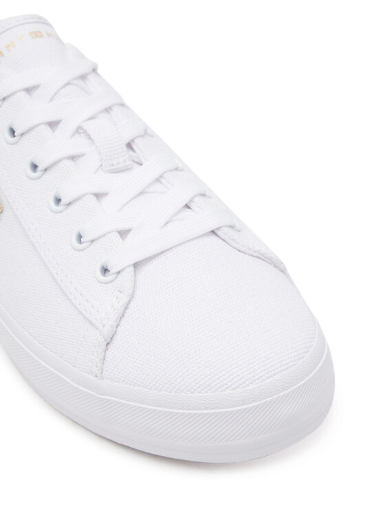 Tommy Hilfiger Tommy Hilfiger Laisvalaikio batai Vulc Canvas Lace Up Sneaker FW0FW08647 Balta
