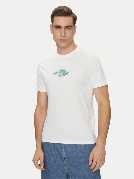 Guess Jeans Guess Jeans T-Shirt M5GI23 K8HM0 Bílá Slim Fit