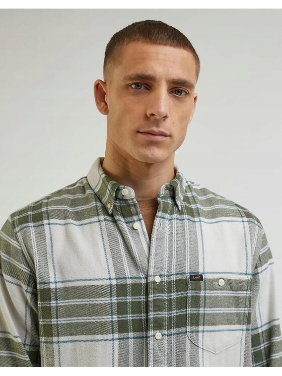 Lee Lee Koszula Riveted Shirt Zielony Relaxed Fit