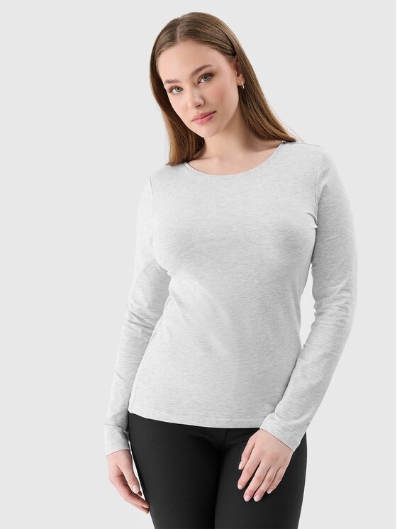 4F 4F Longsleeve 4FWSS24TLONF218-27M-M Szary Regular Fit