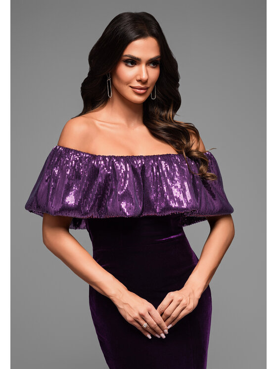 Ombre Ombre Sukienka wieczorowa LA-OM-DLR044 Fioletowy Regular Fit