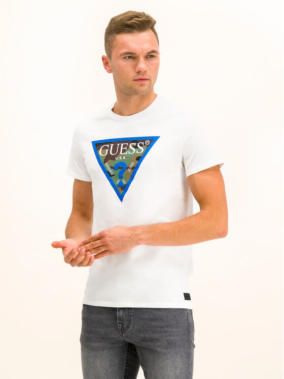 Guess Guess Majica Camou Pack M94I86 K92O0 Bela Slim Fit