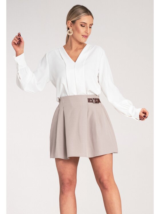 FIGL FIGL Mini sukňa M1157 Béžová A-Line Fit