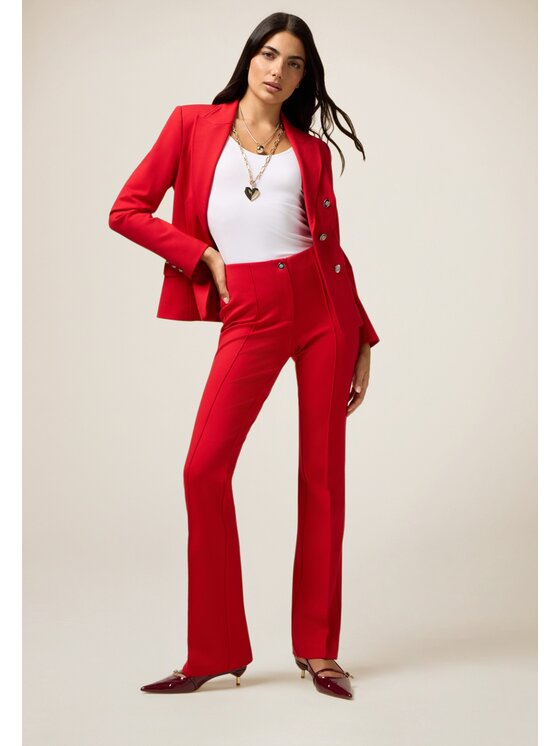 Oltre Oltre Spodnie materiałowe P070R008830N016 Czerwony Flare Fit