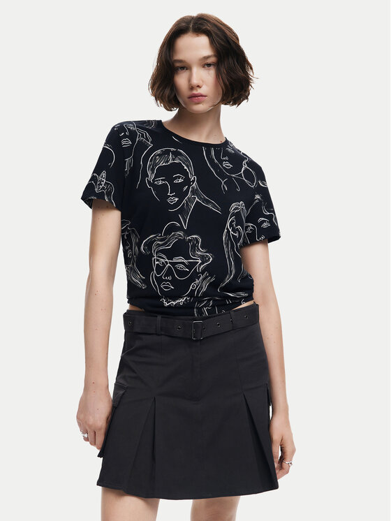 Desigual Desigual T-Shirt Caras 24WWTK54 Schwarz Regular Fit