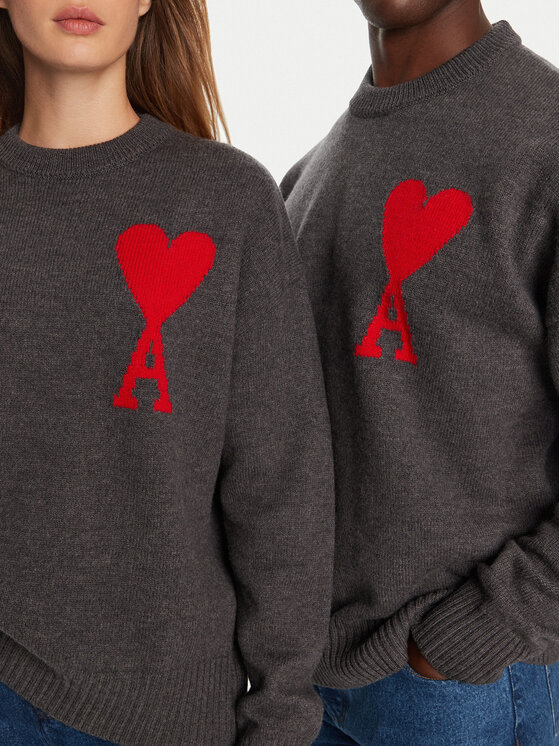 AMI PARIS AMI PARIS Sweater UKS002018 Szürke Regular Fit