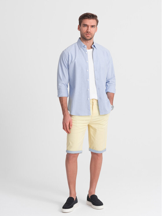 Ombre Ombre Šortky z materiálu W421 Žlutá Regular Fit