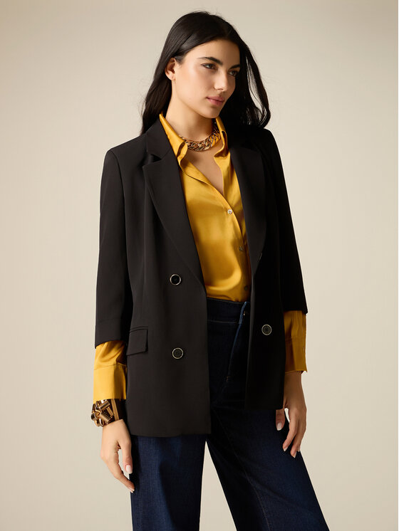 Oltre Oltre Marynarka Q811R004609N033 Czarny Regular Fit