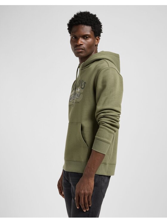 Lee Lee Bluzka BIG LOGO HOODIE Zielony Regular Fit