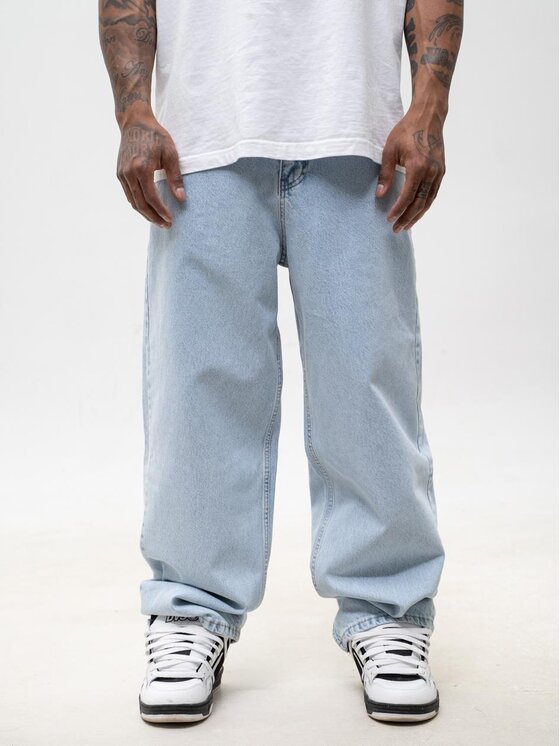 Jigga Wear Jigga Wear Jeansy Marmurkowe Bagy 130751 Niebieski jasny Baggy Fit