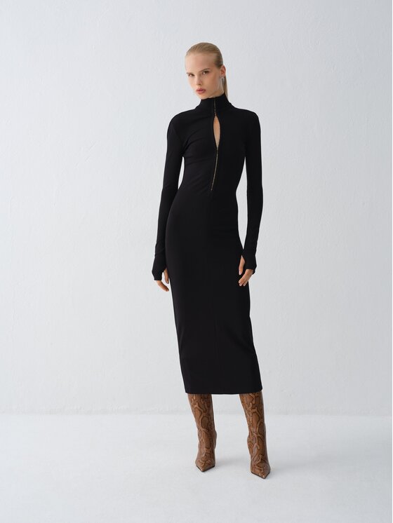 La Mania La Mania Sukienka wieczorowa PETRA Czarny Basic Fit