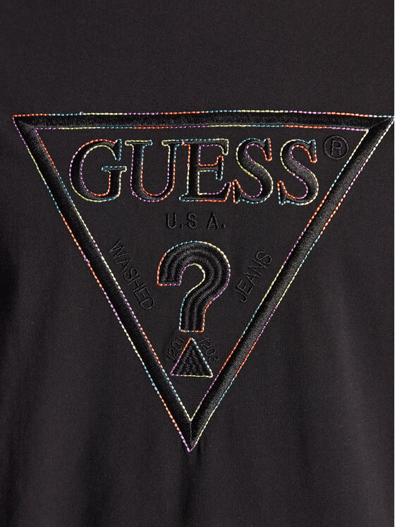T-Shirt Uomo GUESS JEANS M4YI46 K8FQ4 - Cotone 100% Nero, Logo Patch, Vestibilità Regolare, Made In Italy