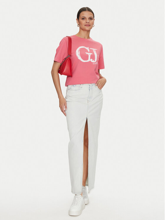 Guess Guess Тишърт Sara V4YI01 K8FQ4 Розов Regular Fit
