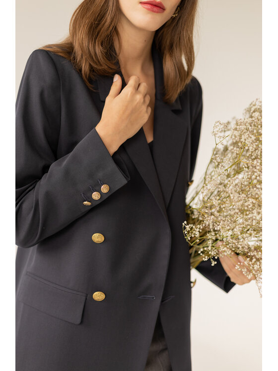 Entelier Entelier Trencz dwurzędowy Granatowy Relaxed Fit