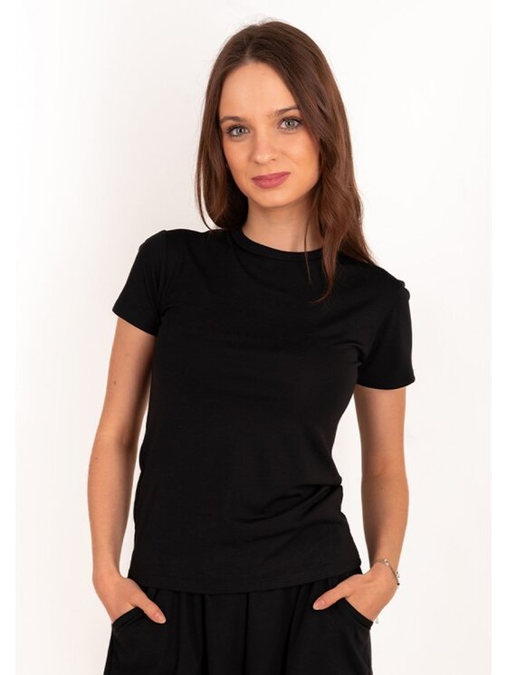 DKaren Sport DKaren Sport Bluzka DK31 Krótki Czarny Classic Fit