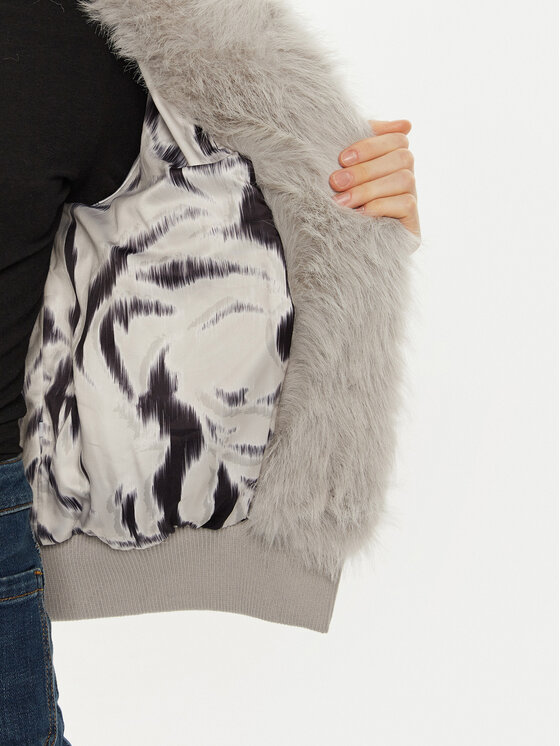 Guess Guess Кожено палто Soave W4BL11 WGHT0 Сив Regular Fit