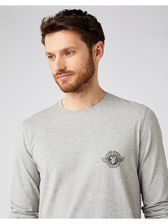 Wrangler Wrangler T-shirt LS BIKER TEE Grigio Regular Fit