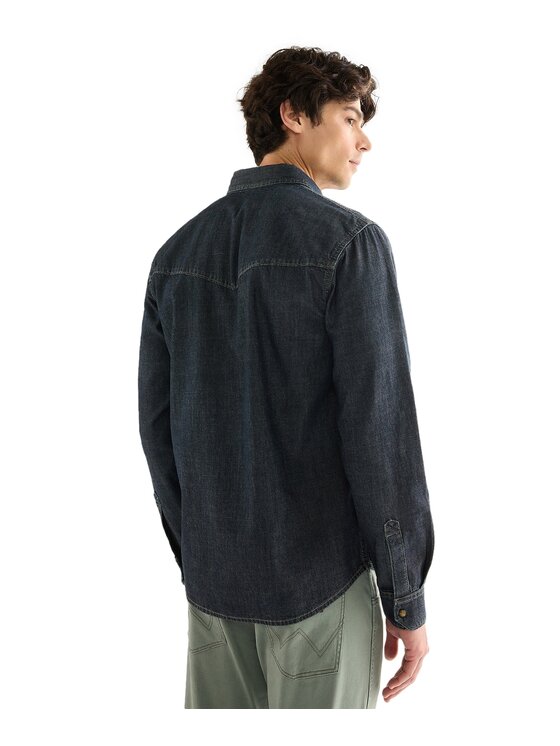 Wrangler Wrangler camicia di jeans 112378473 Blu scuro Regular Fit