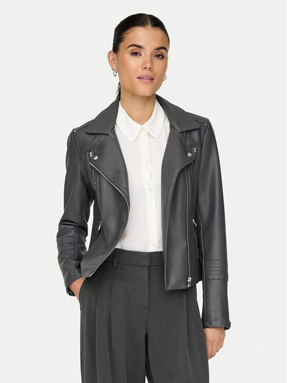 ONLY Veste en simili cuir Gemma 15153079 Gris Regular Fit Modivo