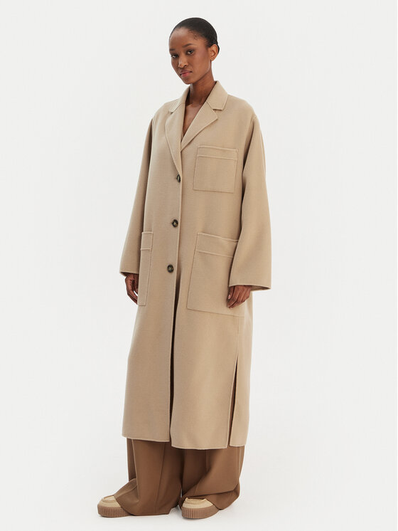 Weekend Max Mara Palton de lână Galosce 2615011021 Bej Relaxed Fit
