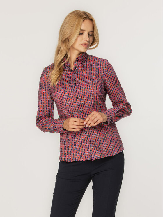 Willsoor Willsoor Koszula 61380 Czerwony Close Fit