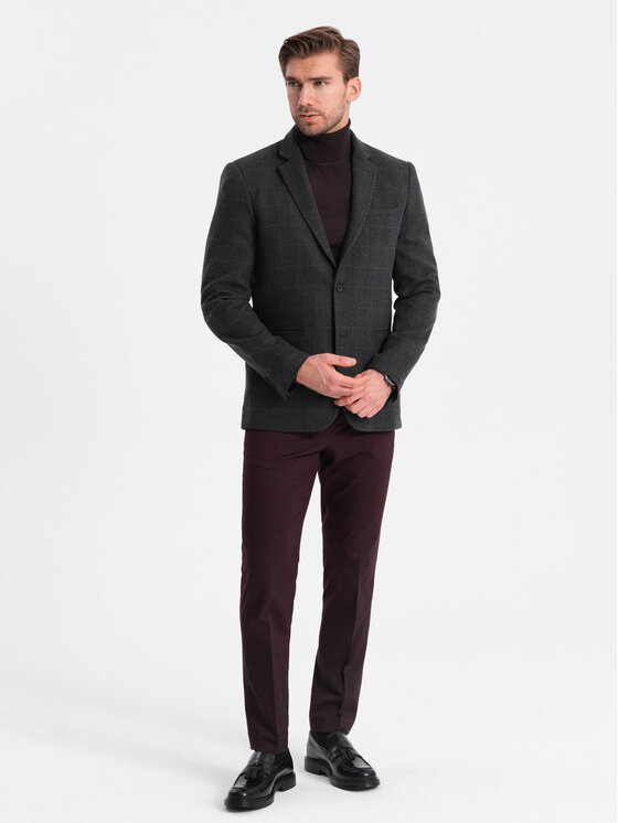 Ombre Ombre Marynarka OM-BLZB-0119 Czarny Regular Fit