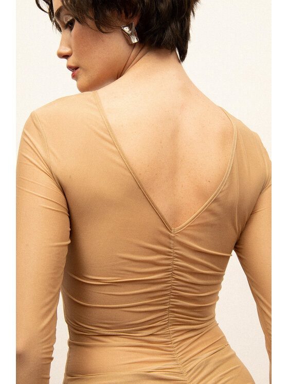 Nudyess Nudyess Abito da sera Naked z siateczki Beige Fitted Fit