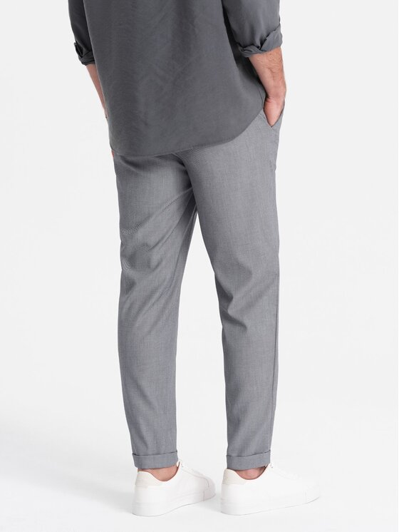 Ombre Ombre Kalhoty z materiálu OM-PACP-0157 Šedá Chino Fit