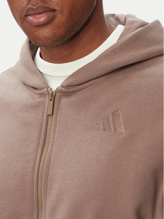 adidas adidas Džemperis Kit Small Logo Full-Zip Hoodie KW2322 Smėlio Regular Fit