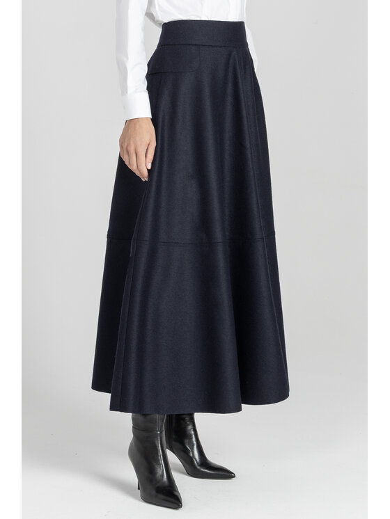 Deni Cler Milano Deni Cler Milano Spódnica midi W-DC-7054-E5-F6-58-1 Granatowy A-Line Fit